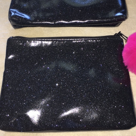 NWT Black Glitter Pouch with Pom Pom - Picture 3 of 7
